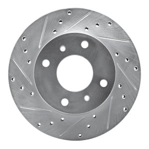 Infiniti G20 Brake Rotor (1) - Front Left - R1 Concepts - Drilled & Slotted - Silver - `89-`13